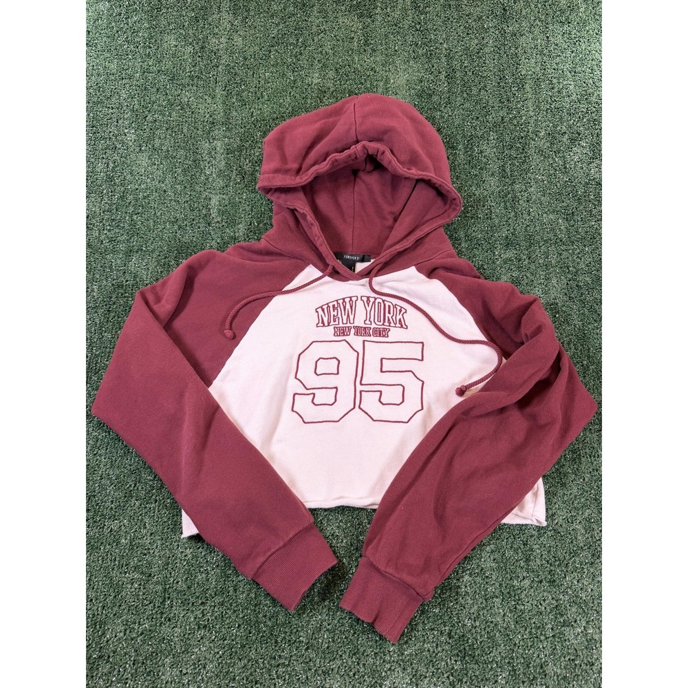 Forever 21 96 New York City Maroon Cream Hoodie Size S